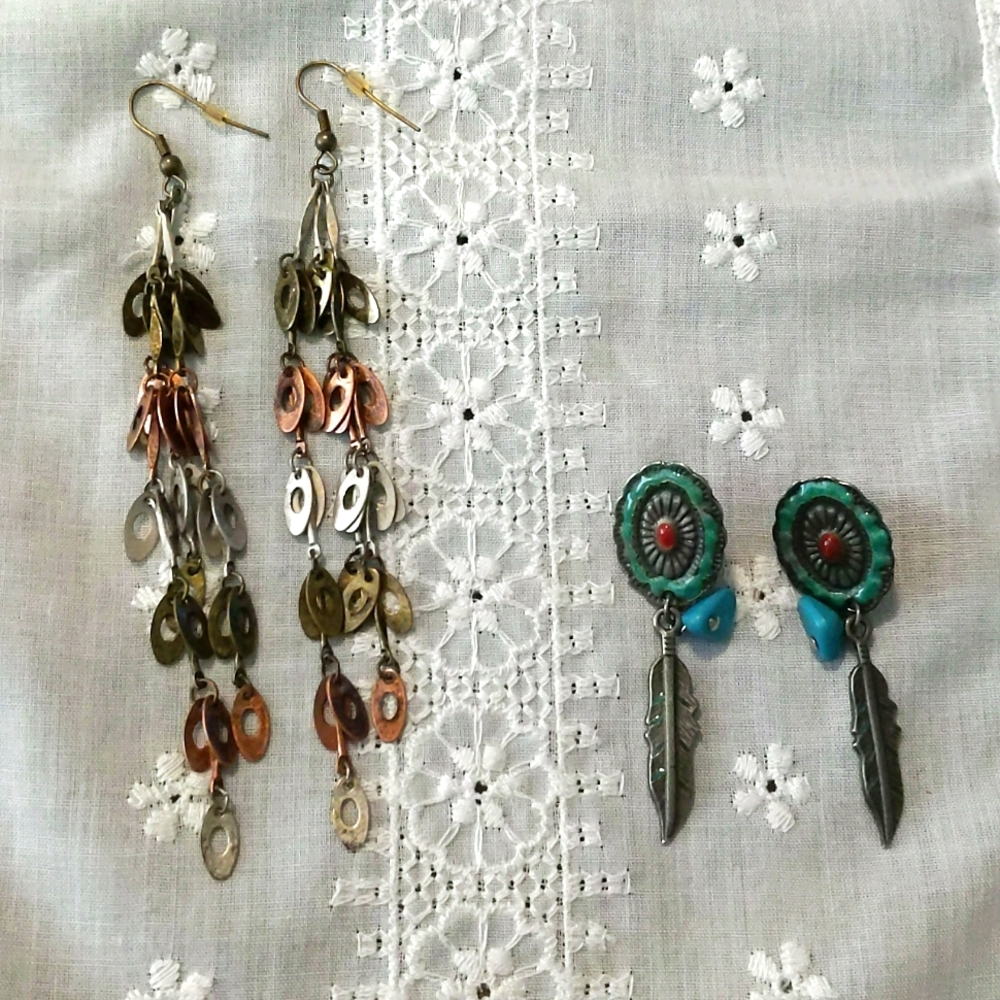 🌮Boho earring lot 💙 festival ready, hippie Halloween costume accessory